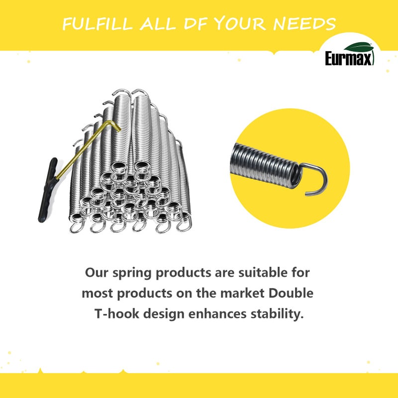 Eurmax USA 5.5 inches Trampoline Springs Heavy Duty Stainless Replacement Spring Trampoline Parts with T Hook, 20pcs-Pack - Image 4